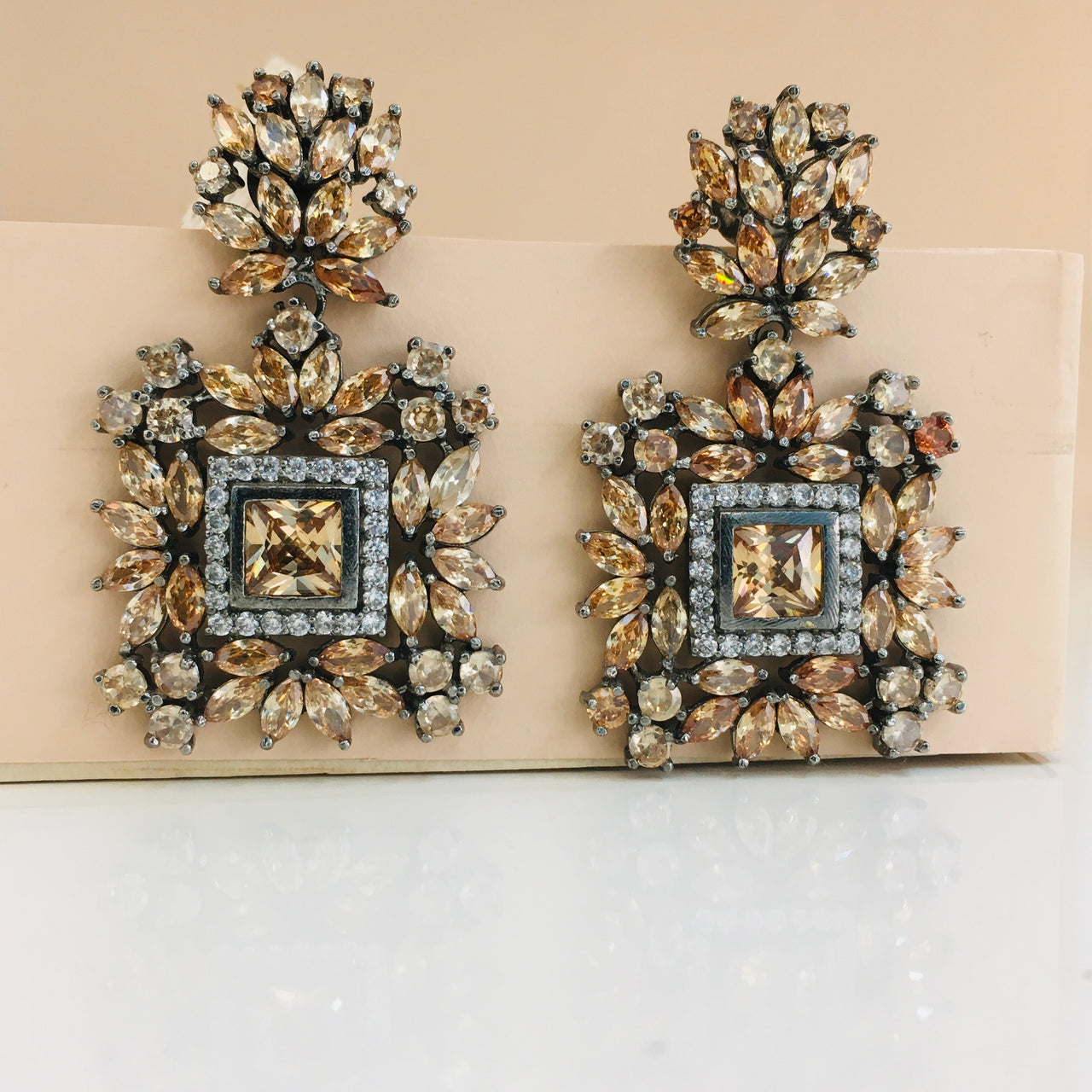 Bronze Diamond Square Earrings