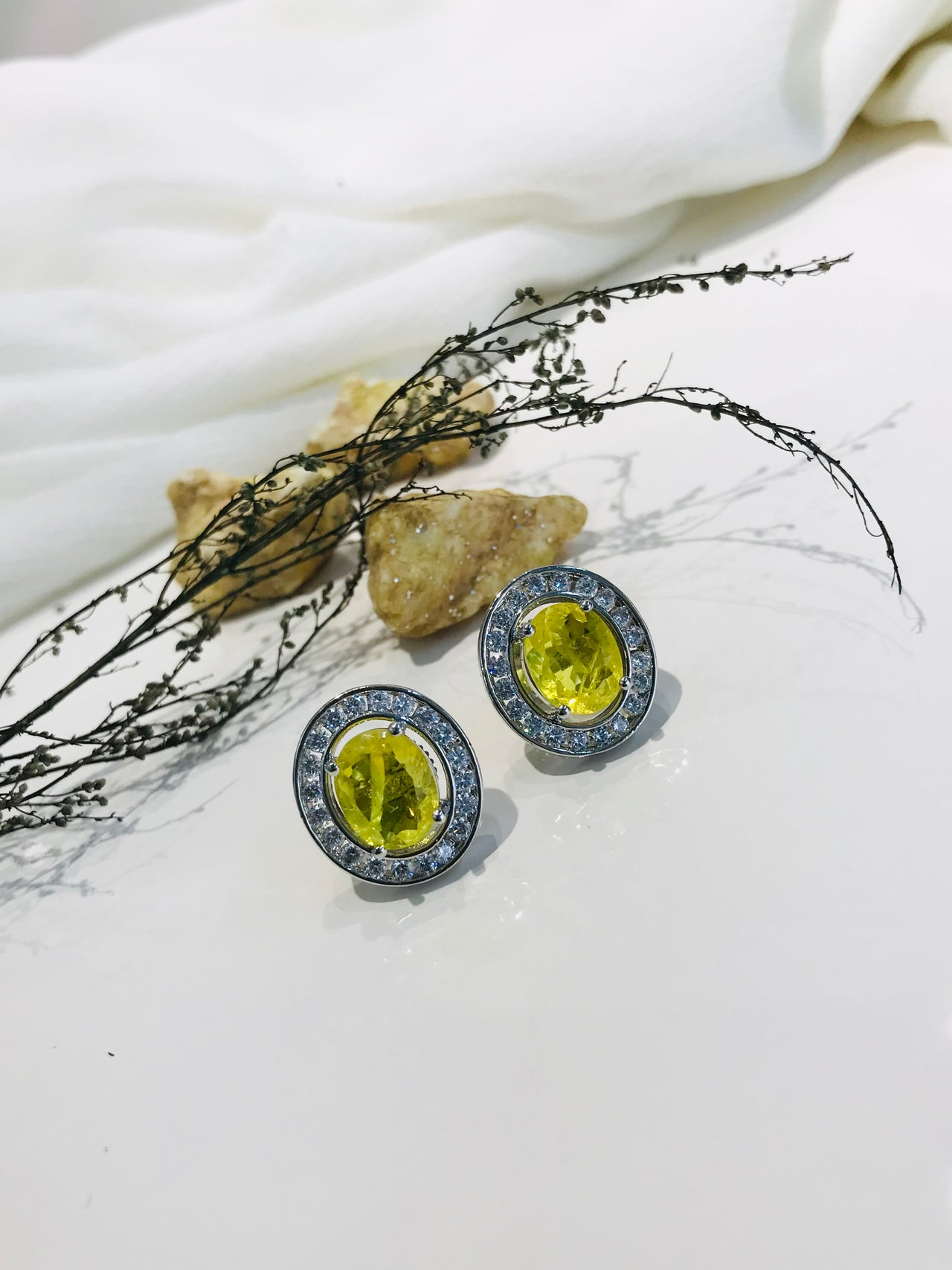 Oval Yellow Sapphire Earrings