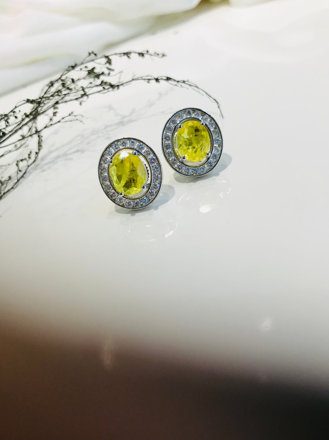 Oval Yellow Sapphire Earrings