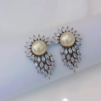Thumbnail for Studded Diamond Leaf Earrings Zayn Luxury Jewellery