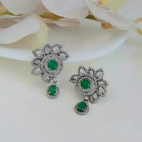 Thumbnail for Emerald Drop Floral Earrings Zayn Luxury Jewellery