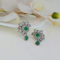 Thumbnail for Emerald Drop Floral Earrings Zayn Luxury Jewellery