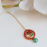 Thumbnail for Gold Ruby Kundan Maang Tika Zayn Luxury Jewellery