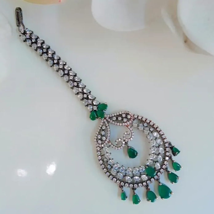 Emerald Diamond Maang Tika Zayn Luxury Jewellery