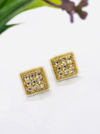 Thumbnail for Square Kundan Pearl Earrings