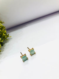 Thumbnail for Small Square Green Stud Earrings