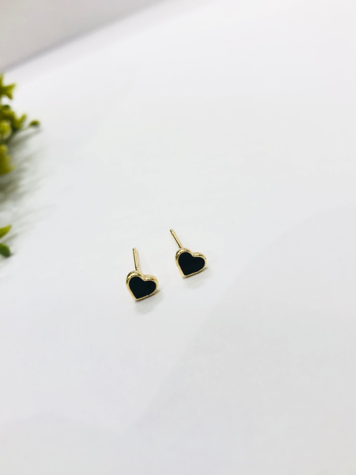 Small Black Heart Stud Earrings