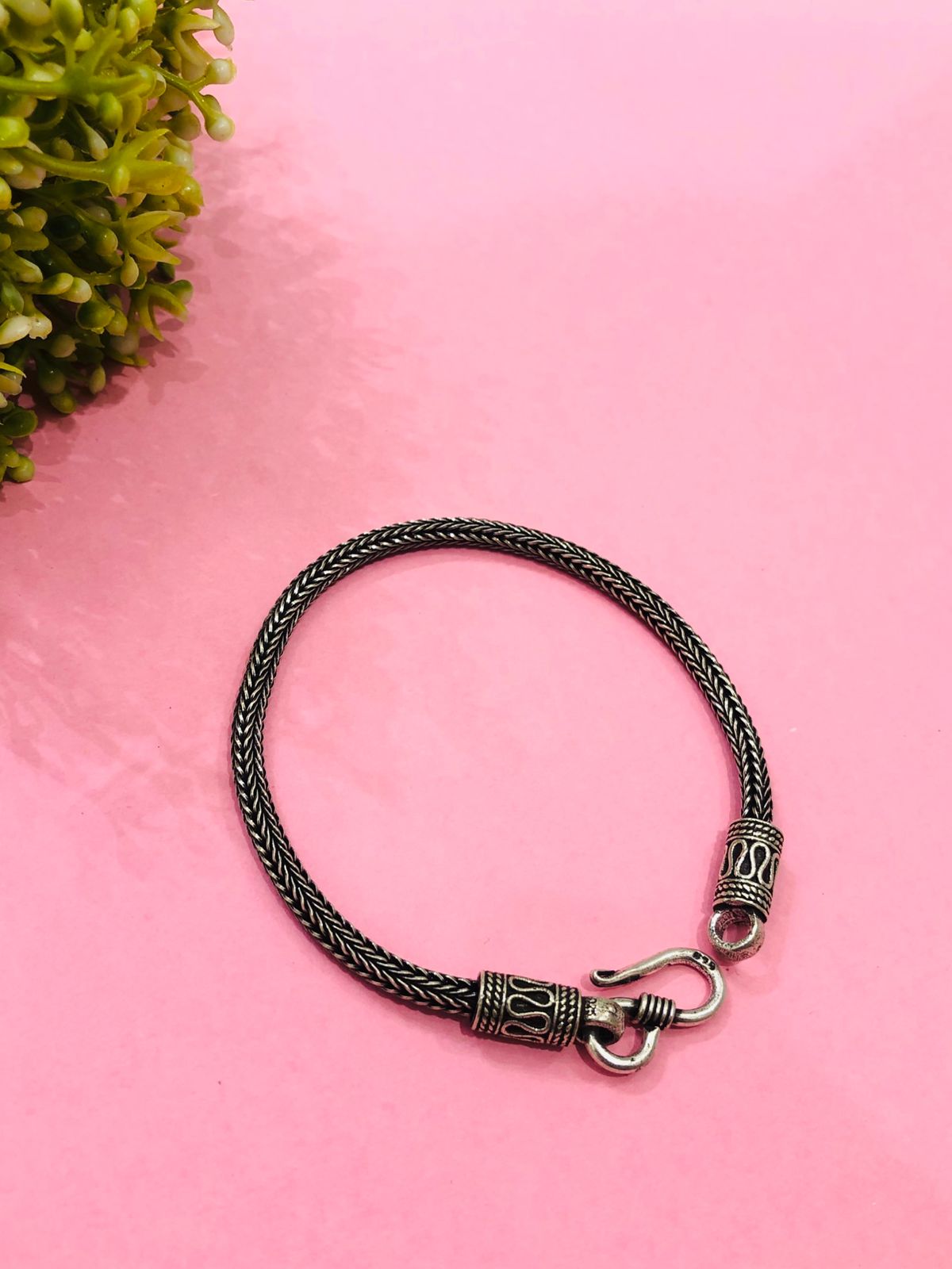 925 Silver Braid Oxidised Bracelet