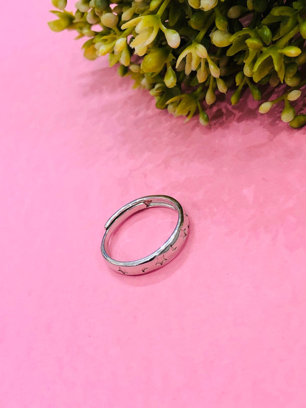 925 Silver Moon Star Ring