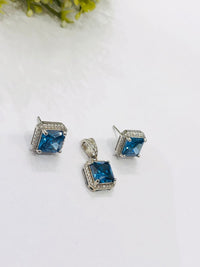 Thumbnail for 925 Silver Blue Pendant Set