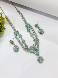 Thumbnail for Mint Drop Diamond Necklace Set