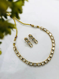 Thumbnail for Rectangular Kundan Necklace Set
