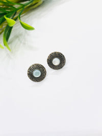 Thumbnail for 925 Silver Oxidised Moon Earrings
