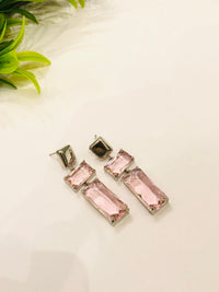 Thumbnail for Double Pink Crystal Earrings