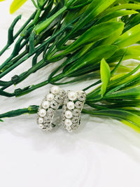 Thumbnail for Pearl Hoop Diamond Earrings