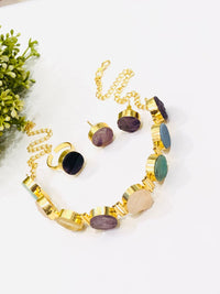 Thumbnail for Raw Stone Purple Necklace Set