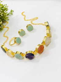 Thumbnail for Raw Stone Green Necklace Set