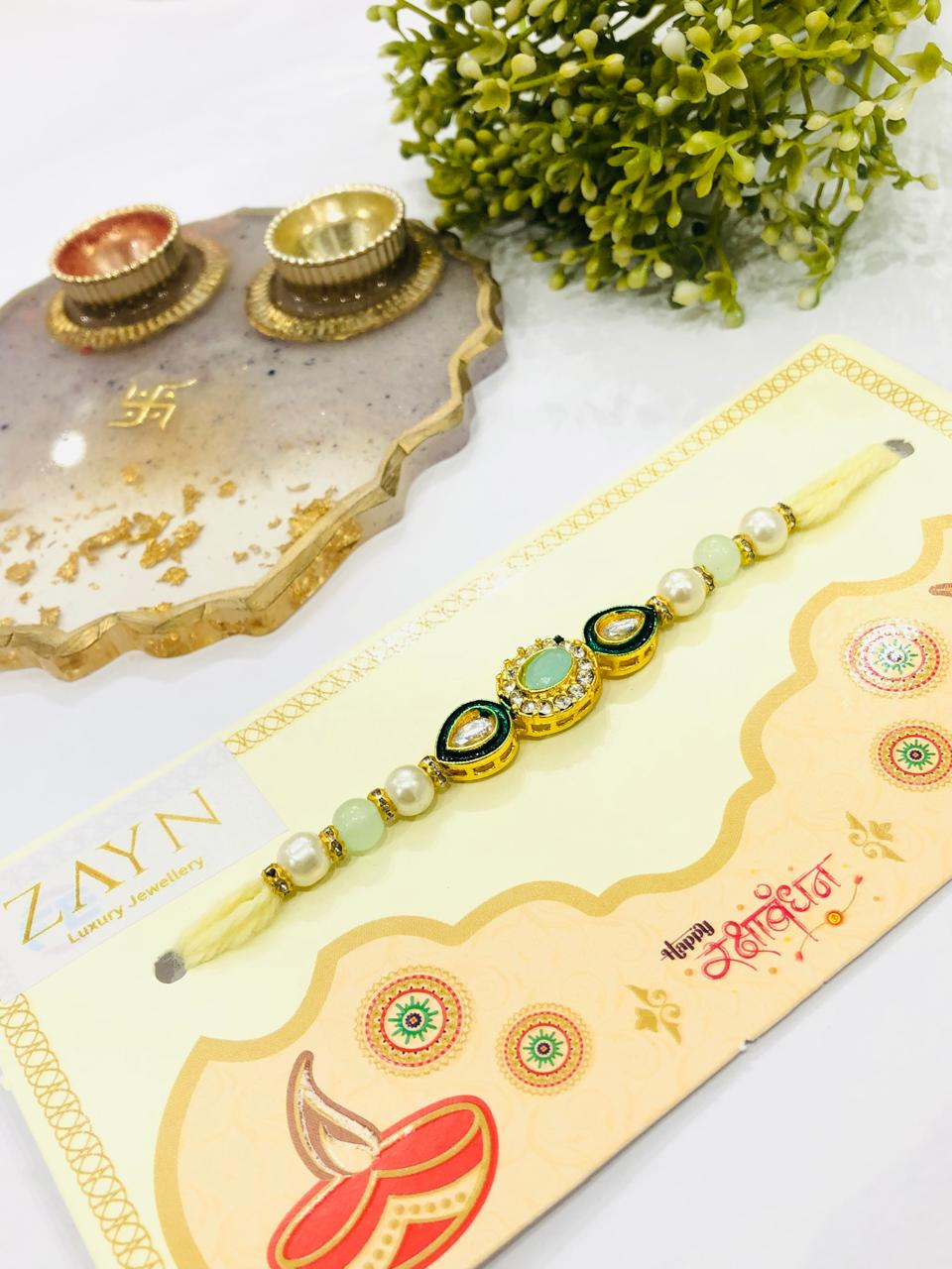 Kundan Pearl String Rakhi