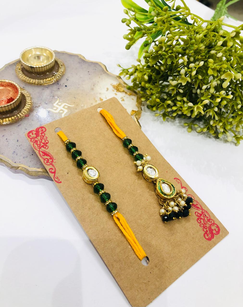 Emerald Kundan Rakhi
