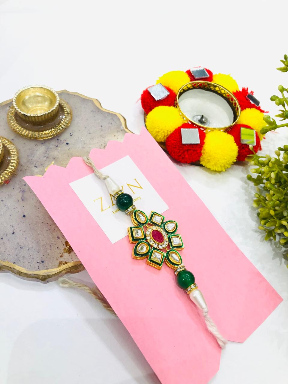 Kundan Flower Rakhi