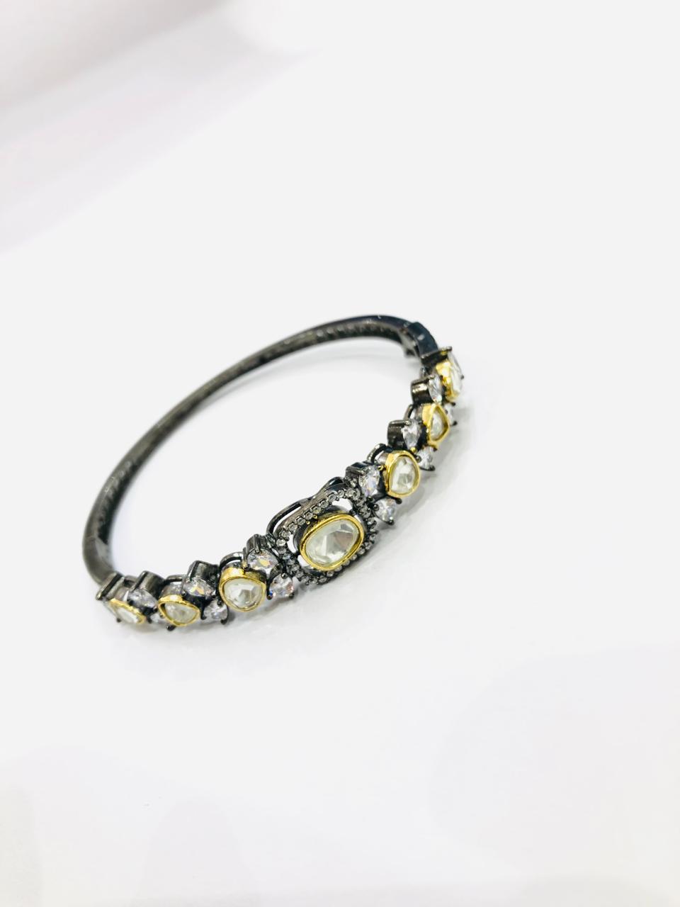 Oxidised Polki Bracelet