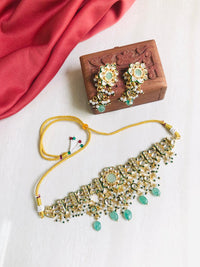Thumbnail for Mint Blossom Kundan Necklace Set