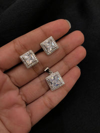 Thumbnail for 925 Silver Big Square Pendant Set