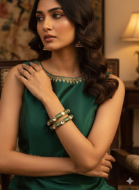 Thumbnail for Emerald Polki Bangle