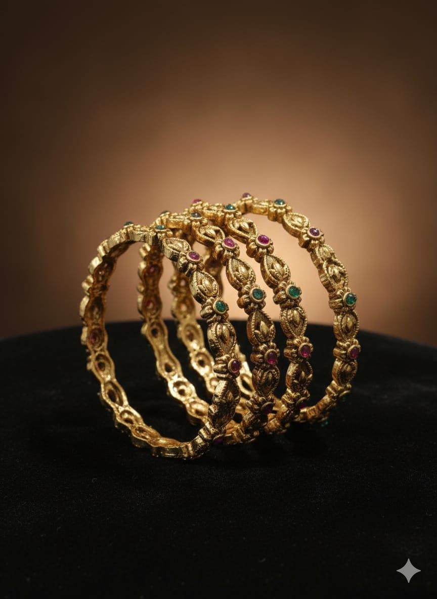Antique Floral Stone Bangle