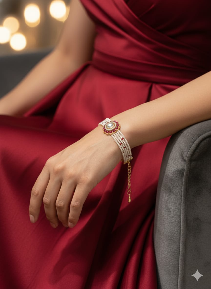 Ruby Pearl Beads Bracelet