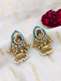 Thumbnail for Blue Beads Jhumki Earrings