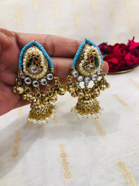 Thumbnail for Blue Beads Jhumki Earrings
