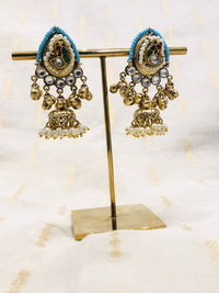 Thumbnail for Blue Beads Jhumki Earrings