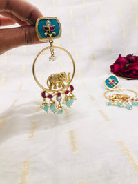 Thumbnail for Mint Elephant Motif Earrings