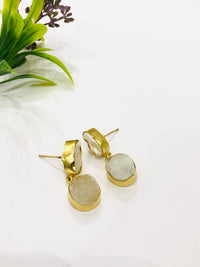 Thumbnail for Mother Pearl With White Raw Stone Earrings
