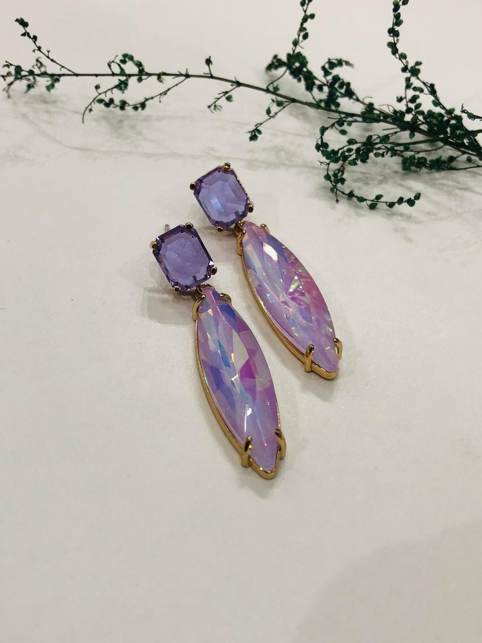 Purple Crystal Drop Earrings