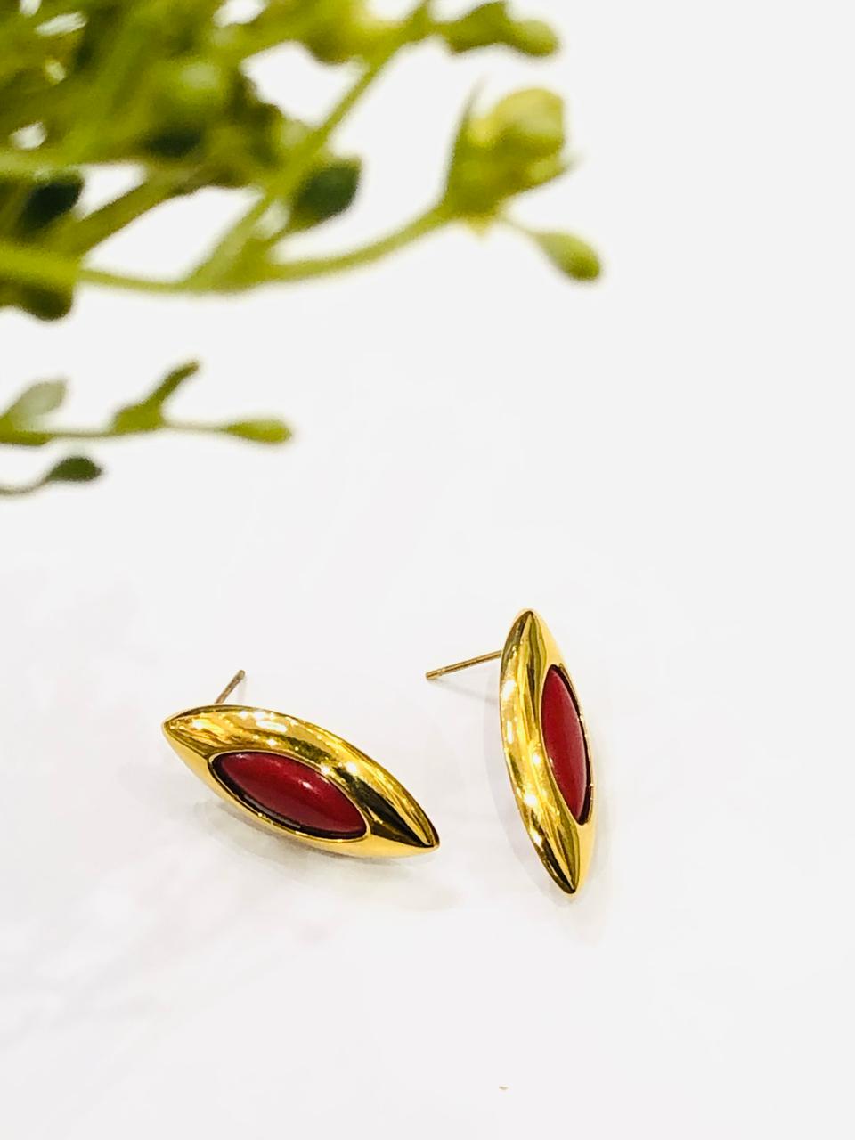 Coral Golden Earrings