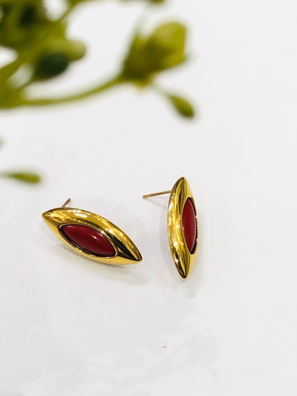 Coral Golden Earrings