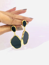 Thumbnail for Black Enamel Golden Earrings