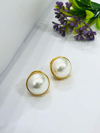 Thumbnail for Golden Pearl Hoop Earrings