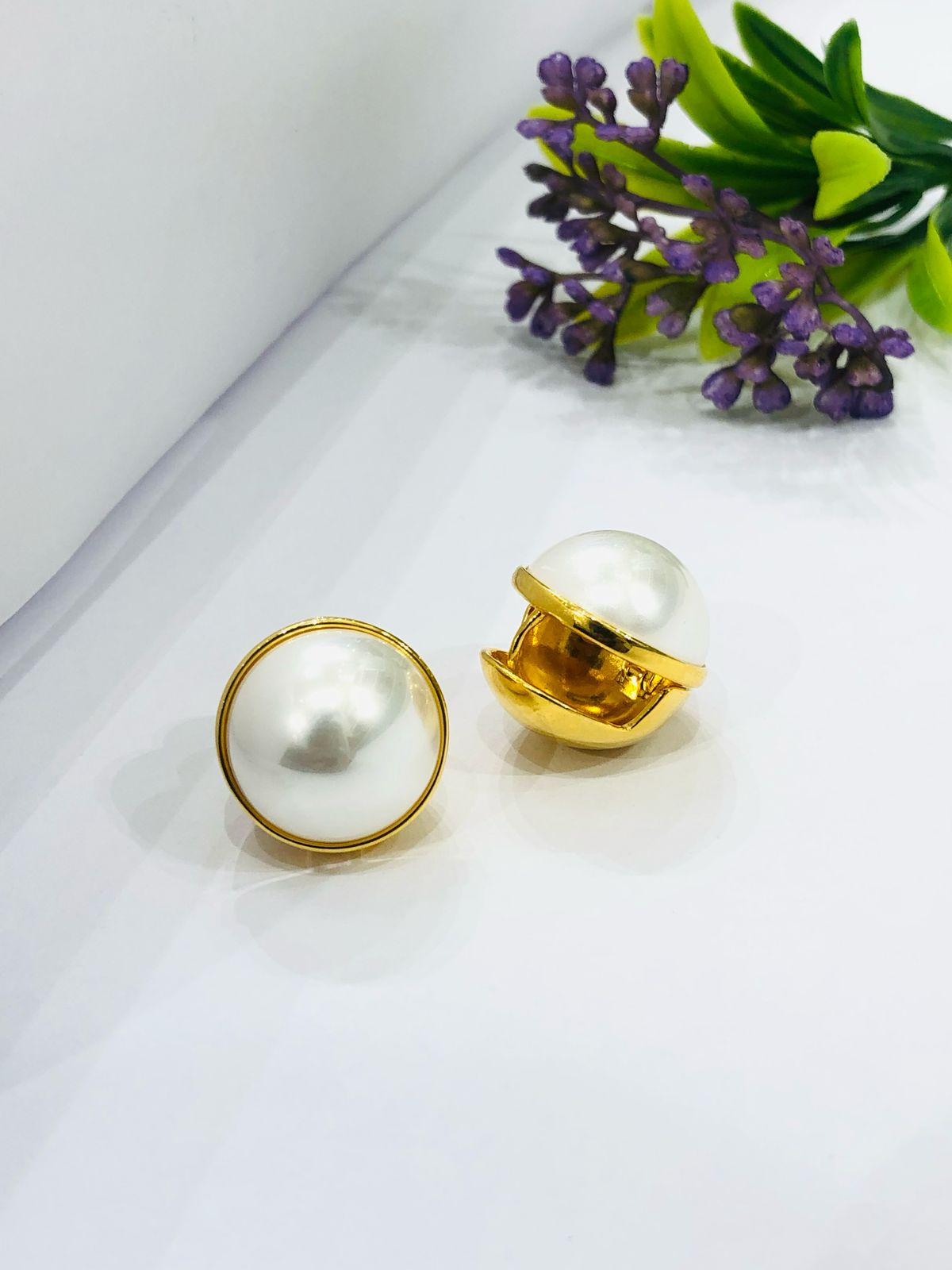 Golden Pearl Hoop Earrings