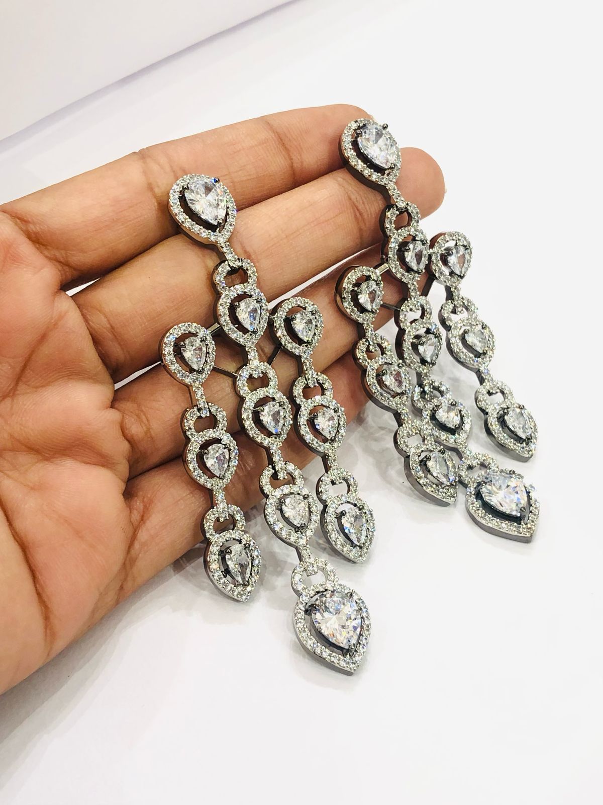 Drop Diamond Long Earrings
