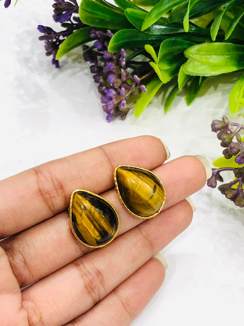 Tiger Stone Drop Earrings