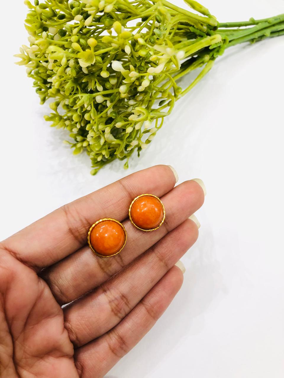 Orange Round Earrings