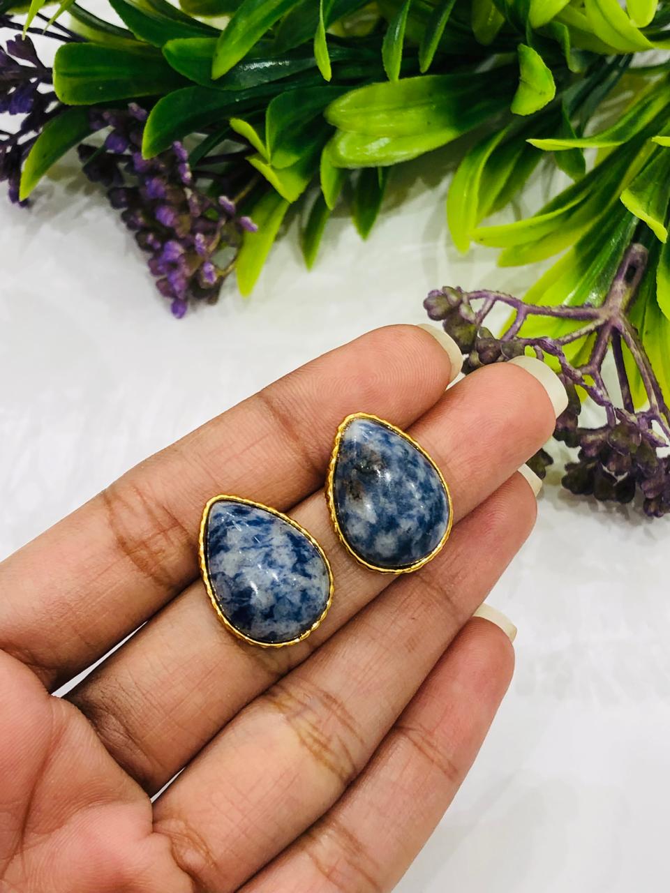 Blue Milky Drop Earrings