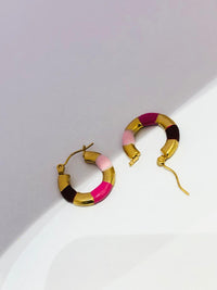 Thumbnail for Pink Golden Hoop Earrings