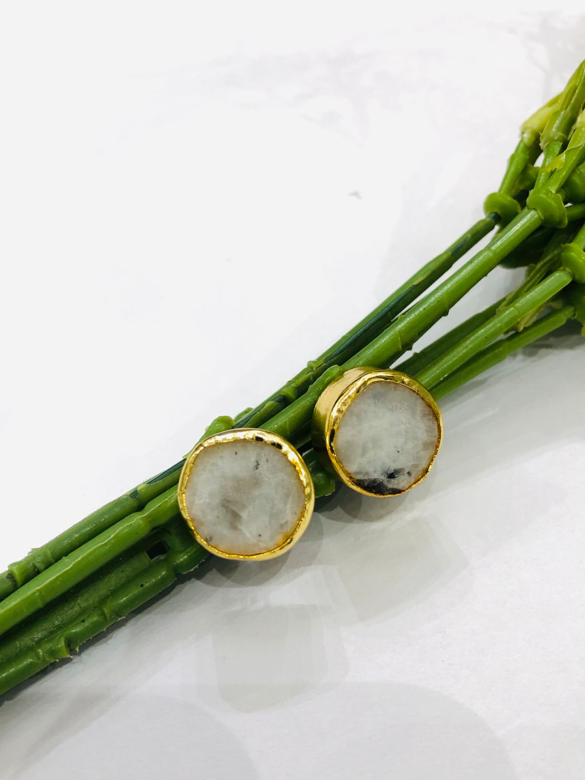 White Stone Stud Earrings