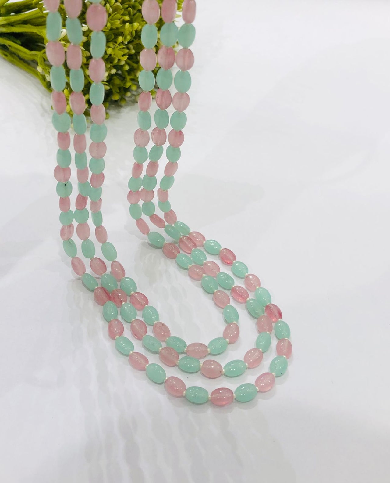 Mint Pink Beads Necklace