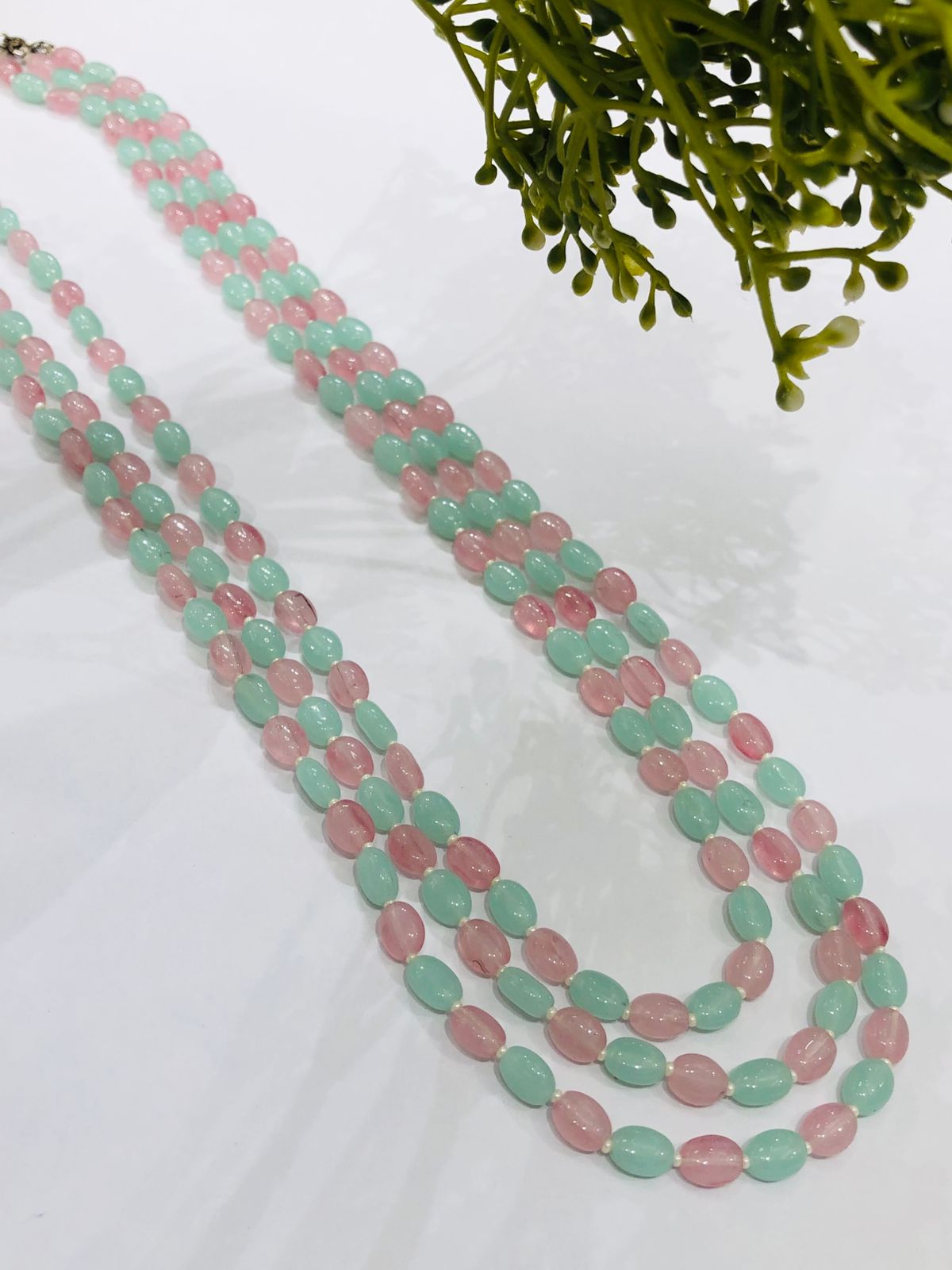 Mint Pink Beads Necklace