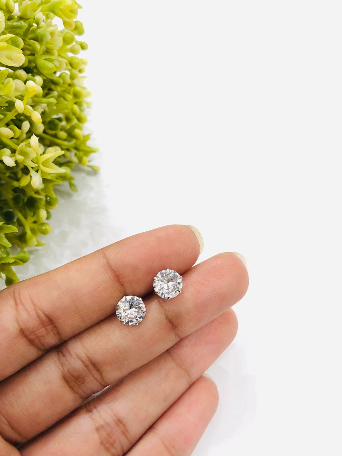 Small Plain Solitaire Stud Earrings
